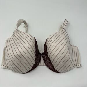 Cacique White and Maroon Full Coverage Bra